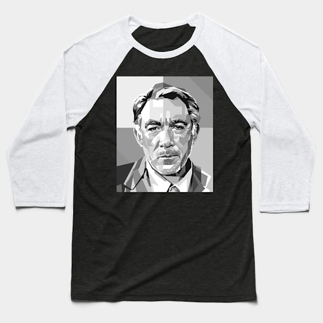 Anthony Quinn Grayscale illustration 2 Baseball T-Shirt by RJWLTG